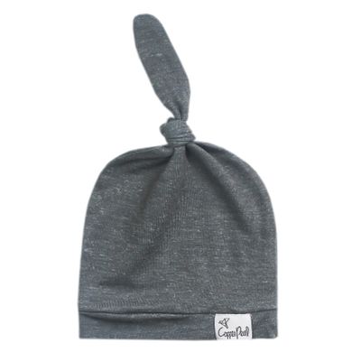 Copper Pearl Baby Beanie Hat Top Knot Stretchy Soft Slate