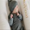 Copper Pearl Baby Beanie Hat Top Knot Stretchy Soft Slate view 4