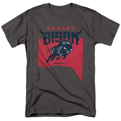Howard University Official Shape Unisex Adult T-Shirt, Charcoal, 5X-Large