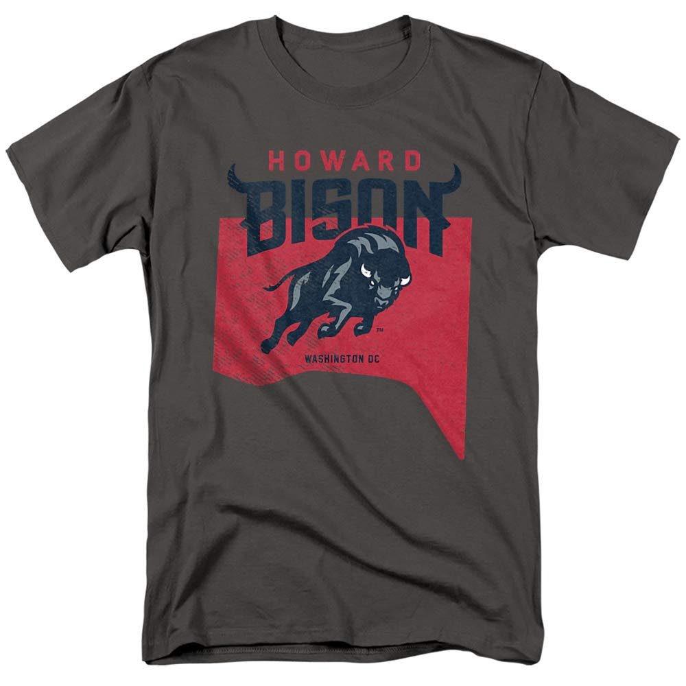Howard University Official Shape Unisex Adult T-Shirt, Charcoal, 5X-Large