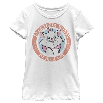 Disney The Aristocats Finish Fights Girl's Solid Crew Tee White