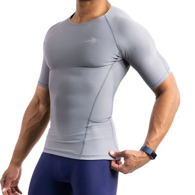 CompressionZ Men's Compression Shirt - Athletic Base Layer for Workouts Running Dry Fit Athletic Training Gray XX-Large