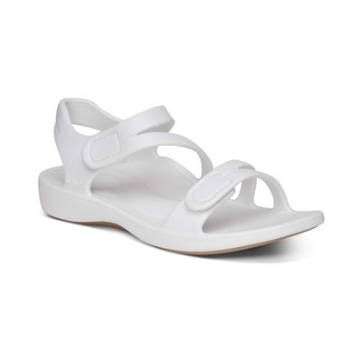 Aetrex Jillian Water-Friendly Sport Sandals for Women - Adjustable Strap Comfort Womens Sport Sandals for Beach Summer White