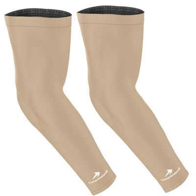 CompressionZ Compression Arm Sleeves for Men & Women| Cooling UV Sun Protection Elbow Pain Relief for All Sports and Recovery Nude: Pair X-Large