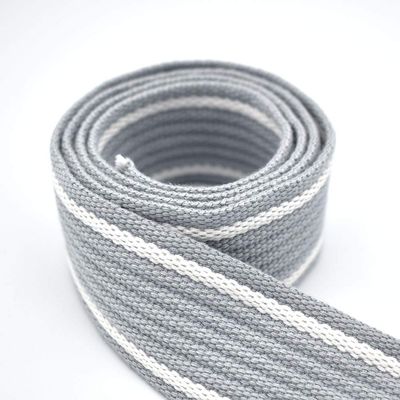 1.5inch Striped Webbing Blue-Gray & White Soft Webbing Knit Tape Ribbon Trim 38mm Width Webbing for Bag Strap Dog Collar Webbing by The Yard