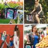 RAYMACE Bicycle Basket Dog Bike Handlebar Basket Front,Folding Detachable Quick Release Easy Install,Cycling Picnic Bag (Pink Palm Leaf) view 3