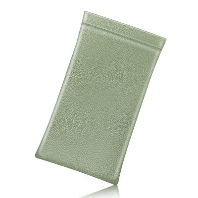 FINTIE Soft Eyeglasses Case with Cleaning Cloth, Portable Squeeze Top Vegan Leather Glasses Pouch, Sunglasses Eyewear Bag, Sage Green