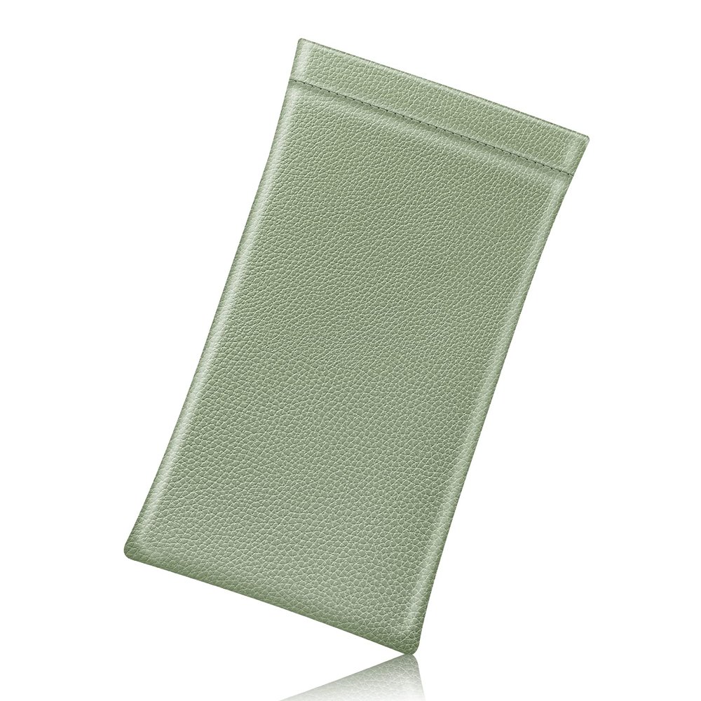 FINTIE Soft Eyeglasses Case with Cleaning Cloth, Portable Squeeze Top Vegan Leather Glasses Pouch, Sunglasses Eyewear Bag, Sage Green