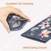 FINTIE Soft Eyeglasses Case with Cleaning Cloth, Portable Squeeze Top Vegan Leather Glasses Pouch, Sunglasses Eyewear Bag, Blooming Hibiscus view 3
