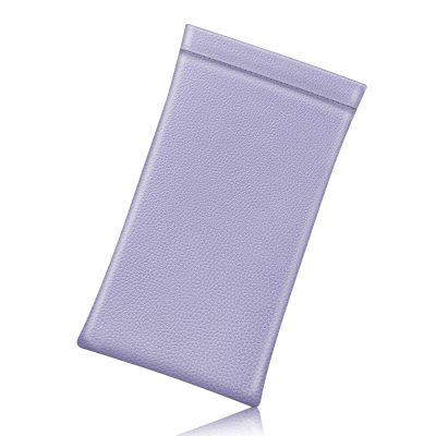FINTIE Soft Eyeglasses Case with Cleaning Cloth, Portable Squeeze Top Vegan Leather Glasses Pouch, Sunglasses Eyewear Bag, Lilac Purple