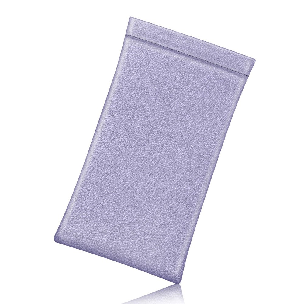 FINTIE Soft Eyeglasses Case with Cleaning Cloth, Portable Squeeze Top Vegan Leather Glasses Pouch, Sunglasses Eyewear Bag, Lilac Purple