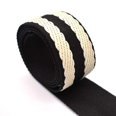 1.5'' Black&White Striped Webbing Dog Collar Webbing Knit Tape Key Fob Webbing Bag Strap Ribbon Trim Cotton Webbing 38mm Width Webbing