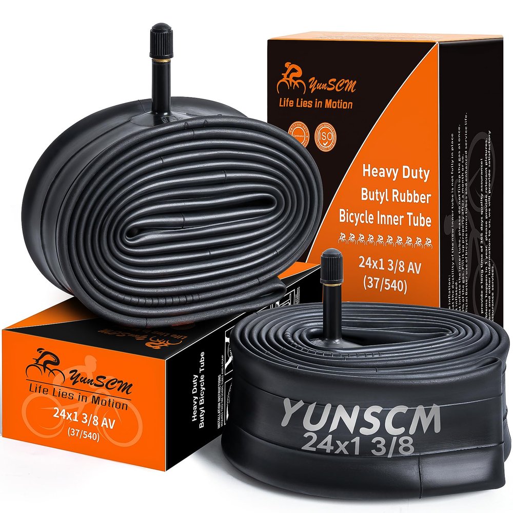 2-PCS 24x1 3/8 (37-540) Heavy Duty Bike Tubes AV32MM Schrader Valve 24x1 3/8 Inner Tubes Compatible with 24 x 1 3/8 Wheelchair Bike Bicycle Tire Tubes
