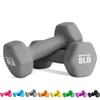 Balelinko Hand Weight Neoprene Coated Dumbbell, Exercise & Fitness Dumbbell for Home Gym Equipment Workouts Strength Training Free Weights for Women, Men, Seniors, Teens, and Youth, 8 LB Gray, Pair view 1