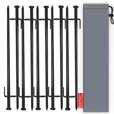 Beefoor Heavy Duty Steel Tent Stakes - Tarp Pegs Camping Stakes for Outdoor Camping Canopy and tarp, 12 inch 10PC Pack