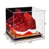 Better Display Cases Acrylic Shoe Pair Display Case - Large Rectangle Box with Mirror, Dark Blue Risers and Wood Base 15.25" x 12" x 9" (A082/V13) view 2