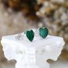 AeraVida 9mm Sterling Silver Green Malachite Heart Stud Earrings for Women Romantic Valentine Love Design Casual Post Jewelry Lightweight Gift for All Occasions view 2
