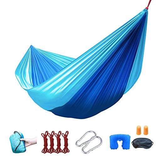 Portable Hammock Camping Survival Garden Hunting Leisure Travel Furniture Parachute Outdoor Hammocks Swing with 2 Carabiner
