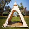 7x7x6.5Outdoor Cotton Canvas 2-3 Person 3 Seasons Bell Teepee Tent with Double Door Spire Tent Pyramid Tents for Family Camping view 2