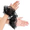 SOIMISS 2 Pairs Girls Lolita Lace Cuffs Gothic Gloves Steampunk Wrist Cuff Lolita Accessory for Women Wedding Party Dress, White and Black, One Size view 4