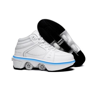 2-in-1 Roller Skates & Sneakers Unisex Retractable Wheels Outdoor Fun & Fitness Kick Roller Shoes