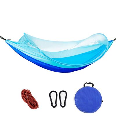 Pop-Up Hammock 1-2 Person Portable Outdoor Camping Hammock with Mosquito Net High Strength Parachute Fabric Hanging Bed Hunting Sleeping Swing