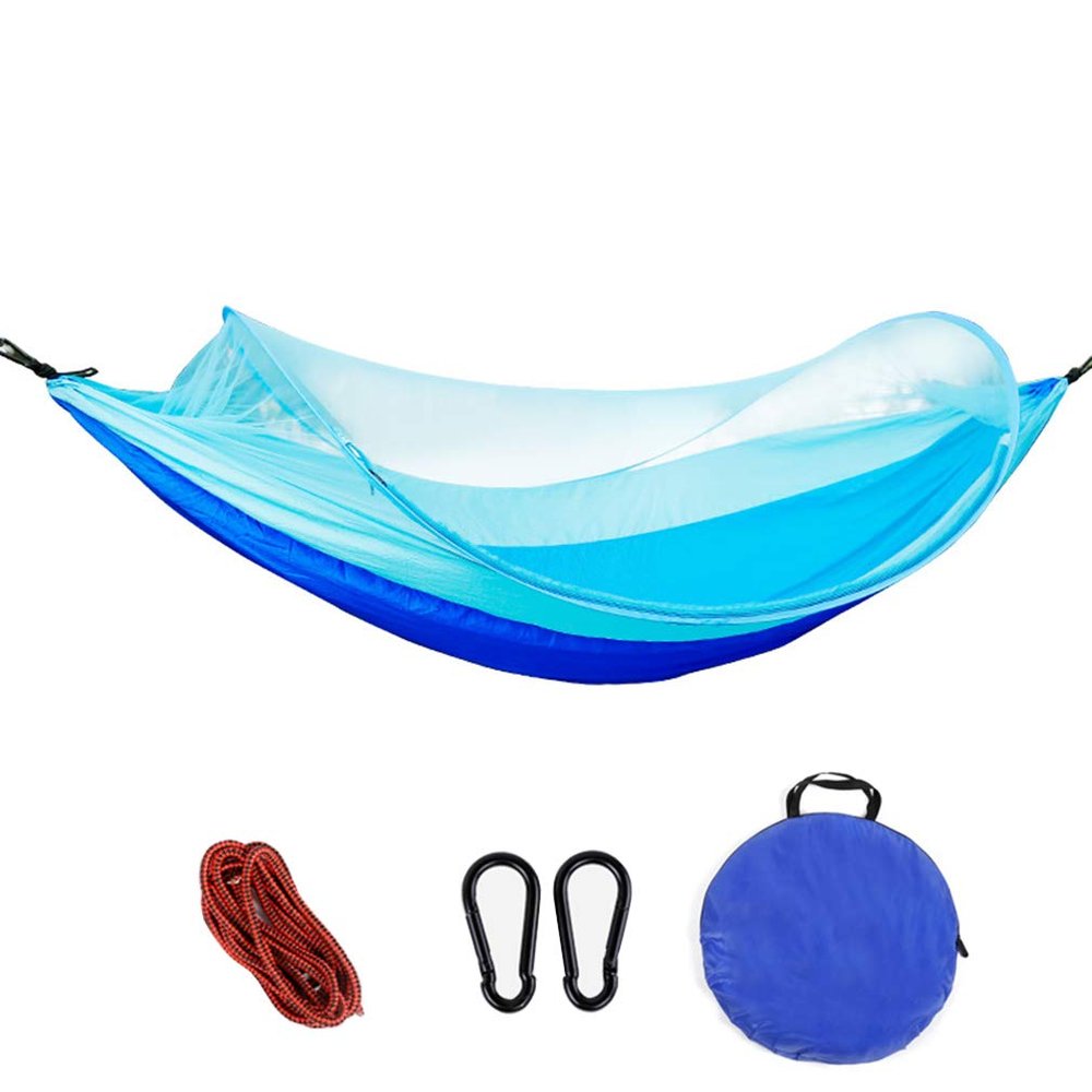 Pop-Up Hammock 1-2 Person Portable Outdoor Camping Hammock with Mosquito Net High Strength Parachute Fabric Hanging Bed Hunting Sleeping Swing