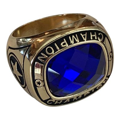 Express Medals Champion Blue MVP All Star Trophy Ring with Award Display Stand Case and Neck Display Ball Style Chain 11
