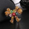 YAZILIND Retro Brooch Color Rhinestone Bowknot Shape Breastpin Ladies Clothing Corsage Party Jewelry view 2