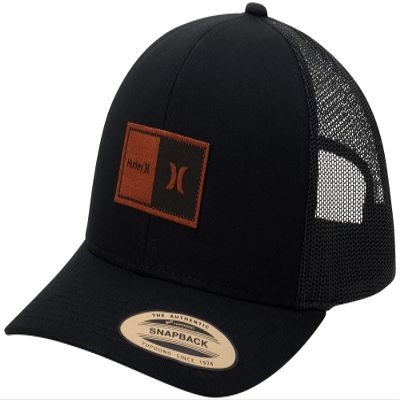 Hurley Men's Caps - Fairway Trucker Mesh Panel Baseball Cap Trucker Hat - Snap Back Hats for Men, Size One Size, Black