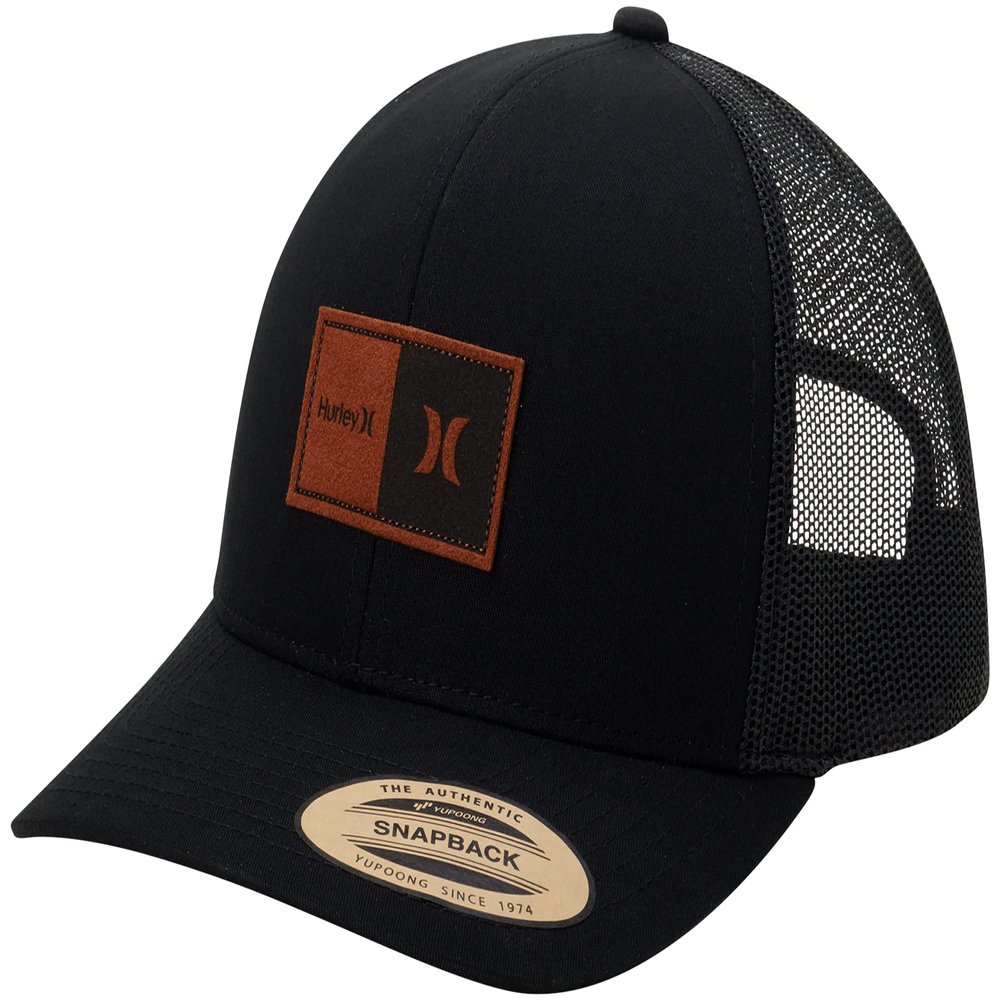 Hurley Men's Caps - Fairway Trucker Mesh Panel Baseball Cap Trucker Hat - Snap Back Hats for Men, Size One Size, Black