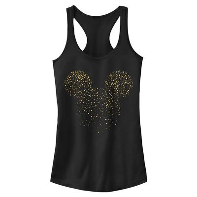 Disney womens Disney Characters Mickey Confetti Fill Slim Fit, Scoop Hem Racerback Tank T Shirt, Black, Medium US
