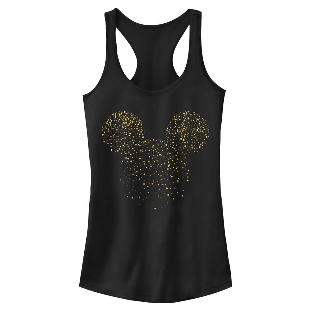 Disney womens Disney Characters Mickey Confetti Fill Slim Fit, Scoop Hem Racerback Tank T Shirt, Black, Medium US