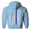 0084. American Flag Thin Blue Line Police Lives Matter Support Patriotic NY Sheriff Sweatshirt Pullover Hoodie (Light Blue, Small) view 3