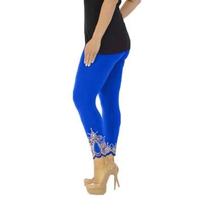 USYY Women's Leggings Plus Size High Waisted Stretch Jersey Capri Yoga Pants Knee-Length Tight Judo Sweatpant, 1 - Blue, 3X-Large