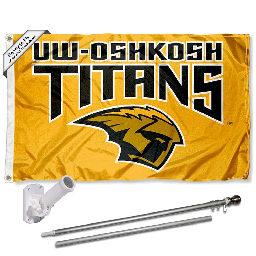 College Flags & Banners Co. UW OshKosh 3 ft x 5 ft Flag and Pole Bracket Mount Bundle