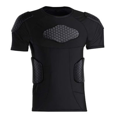 Big Boys Padded T-Shirts Short Sleeve Protective Shirt Padded Protective Gear for Football MMA Rugby Basketball Baseball Hockey Paintball Snowboard Ski Soccer Bike Cycling Parkour Volleyball M Black