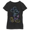 Girl's Mickey & Friends Bright Neon Mickey Mouse Outline T-Shirt - Black - Medium view 1
