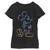 Girl's Mickey & Friends Bright Neon Mickey Mouse Outline T-Shirt - Black - Medium view 2