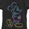 Girl's Mickey & Friends Bright Neon Mickey Mouse Outline T-Shirt - Black - Medium view 3
