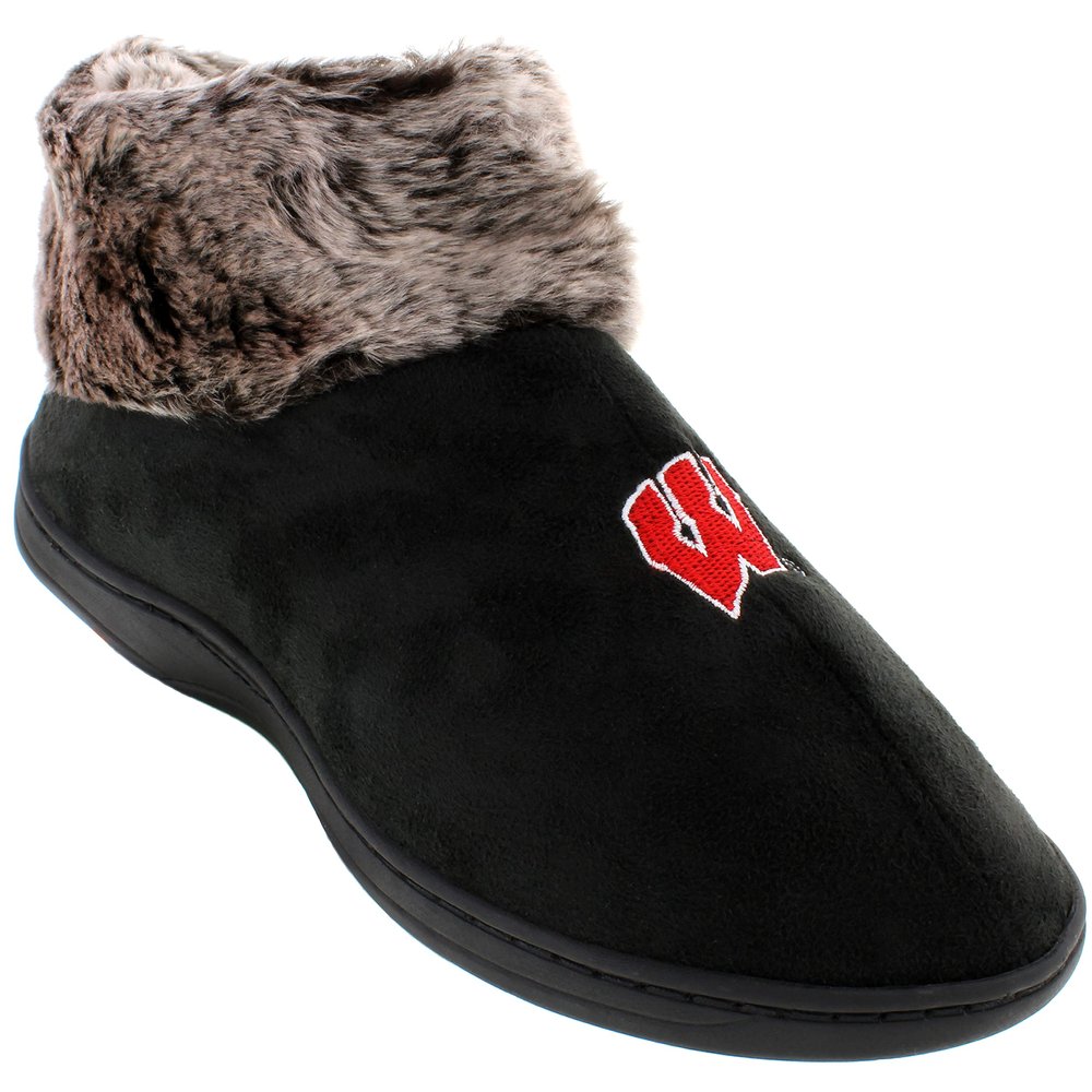 Comfy Feet Everything Comfy Wisconsin Badgers Faux Sheepskin Furry Top Slipper - Medium