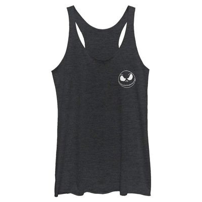 Disney Junior's Nightmare Before Christmas Jack Pocket Scribble Tri-Blend Racerback Layering Tank, Black Heather, Medium