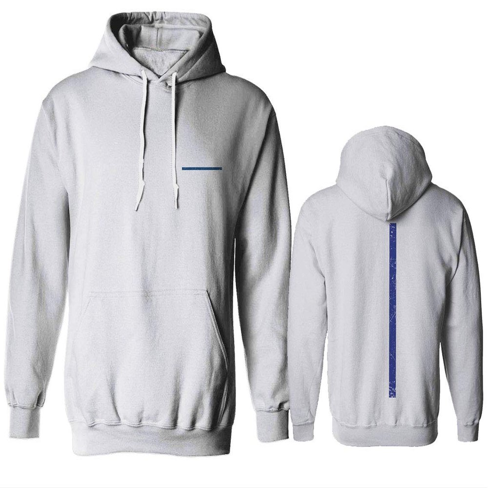 0084. American Flag Thin Blue Line Police Lives Matter Support Patriotic NY Sheriff Sweatshirt Pullover Hoodie (White, Large)
