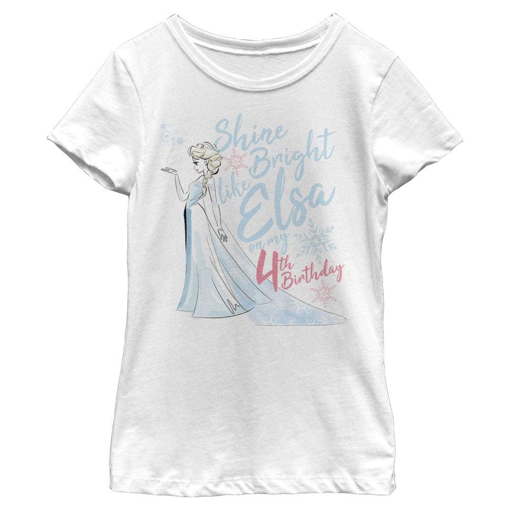 Disney Frozen Birthday Queen Four Girl's Solid Crew Tee