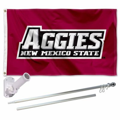 College Flags & Banners Co. New Mexico State University Polyester Flag and Pole Bracket Mount Bundle