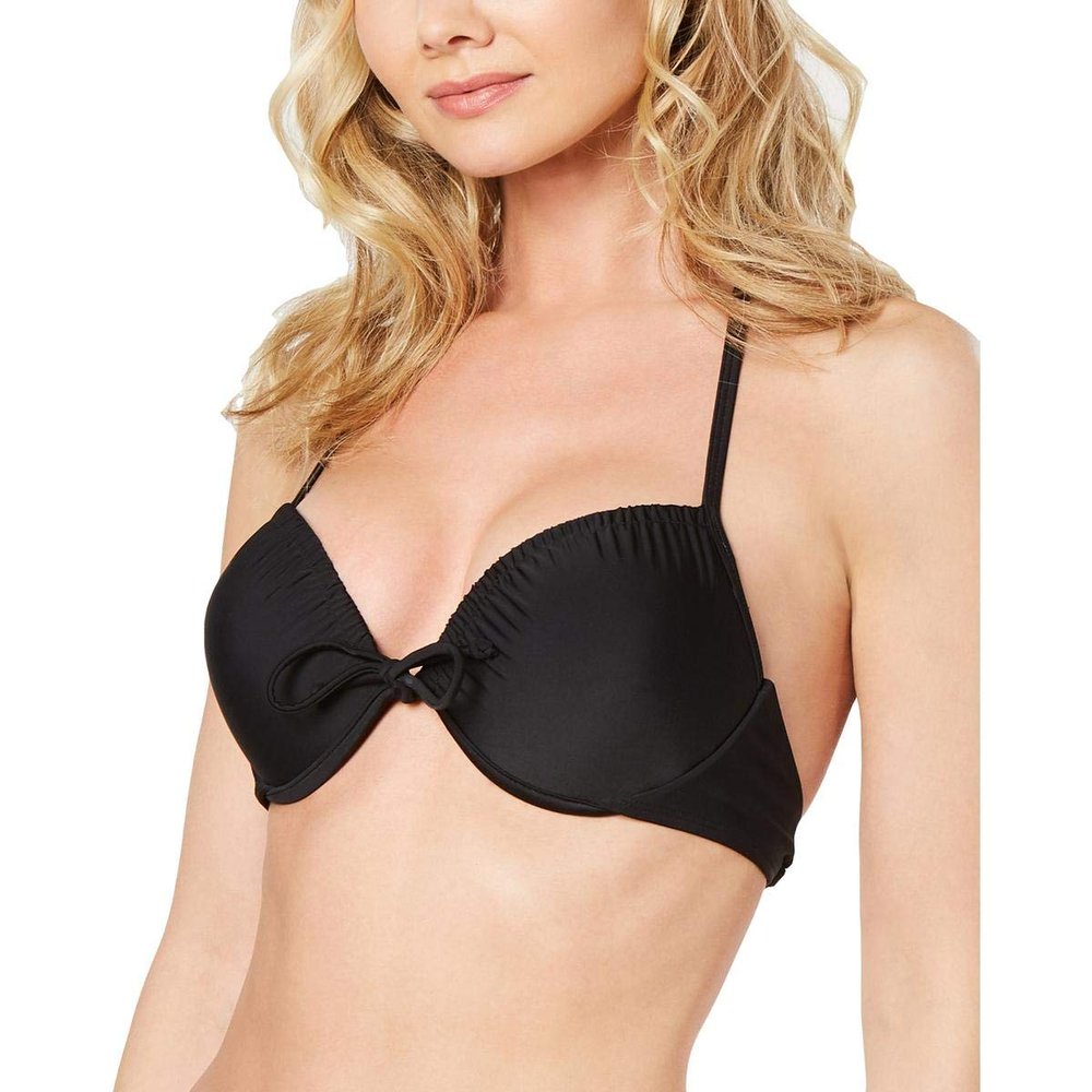 California Waves Womens Push-Up Underwire Swim Top Separates Black XS