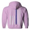 0084. American Flag Thin Blue Line Police Lives Matter Support Patriotic NY Sheriff Sweatshirt Pullover Hoodie (Light Purple X-Large) view 3