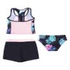 YONGHS 3PCs Girls Swimsuit Sleeveless Rash Guard Triangle Bikinis Tankini Sets with Swim Boyshorts Black Floral 16 view 4