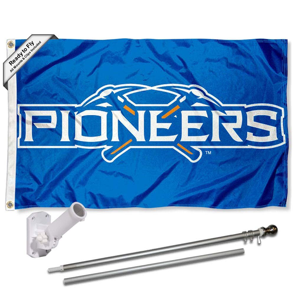 College Flags & Banners Co. Wisconsin Platteville Pioneers Flag and Pole Bracket Mount Bundle