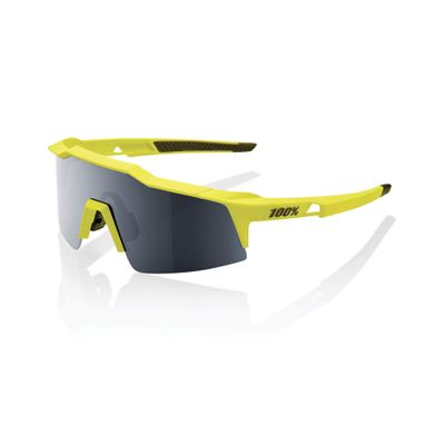 100% Speedcraft SL Sport Performance Sunglasses - Sport and Cycling Eyewear (SOFT TACT BANANA - Black Mirror Lens)